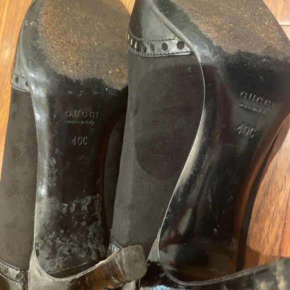 Authentic Gucci "Eve" Patent and suede black heels .  Size 10. - Picture 6 of 6